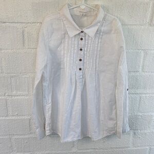 Pumpkin Patch Polo Long Sleeve Girls Kids White Blouse sz 12